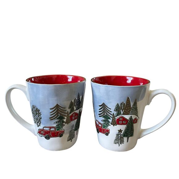 Eli+Ana ELK RIDGE HOLIDAY Ceramic Mug Tea Cup Set of 2 Christmas New - Picture 9 of 11